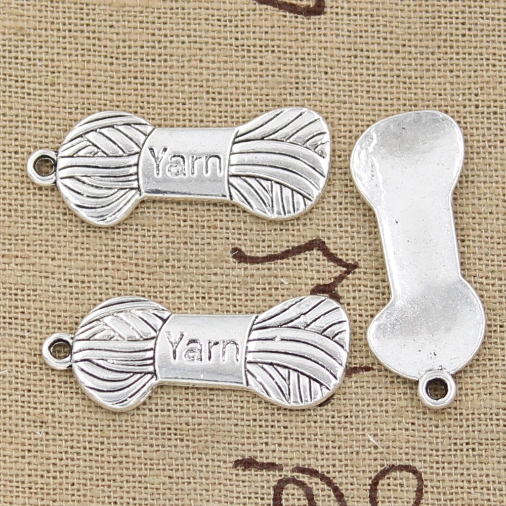 

6pcs Charms yarn skein knit crochet 31x12mm Antique pendant fit,Vintage Tibetan Silver,DIY bracelet necklace
