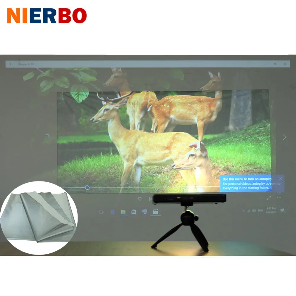 

NIERBO Portable Projector Screen High Brightness 72 inches Daytime use 3D Anti Light 16:9 Foldable Wall Mount