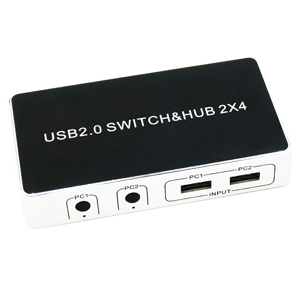 USB KVM переключатель коробка USB коммутатор 2 порта шт обмен 4 устройства для клавиатуры мышь принтер монитор с 2 USB кабели в комплекте