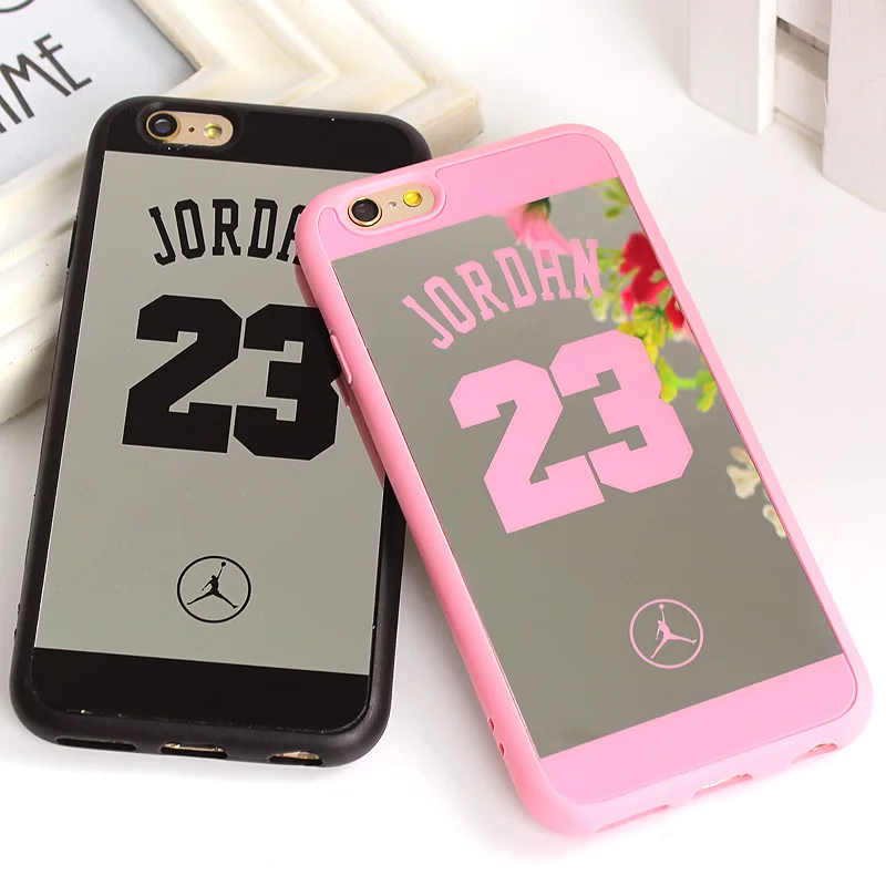 Case for iPhone 6 Coques Jordan Number 23 Fundas Silicon Frame Hard Mirror Case Cover For iPhone 6s 4.7 Inch Case Capa Phone Bag