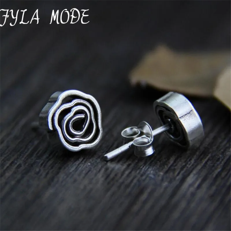 

Fyla Mode Hot Sale Beautiful Rose Flower Design S925 Sterling Silver Stud Earring For Ladies 8.80mm 2.40g WTS010