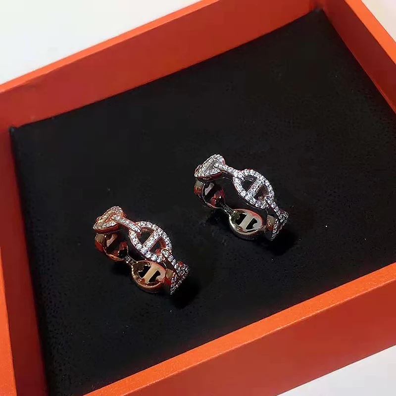 

Brand Pure 925 Sterling Silver Jewelry For Women Mother of Wedding Jewelry Silver And Rose Gold Full Of Crystal Rings