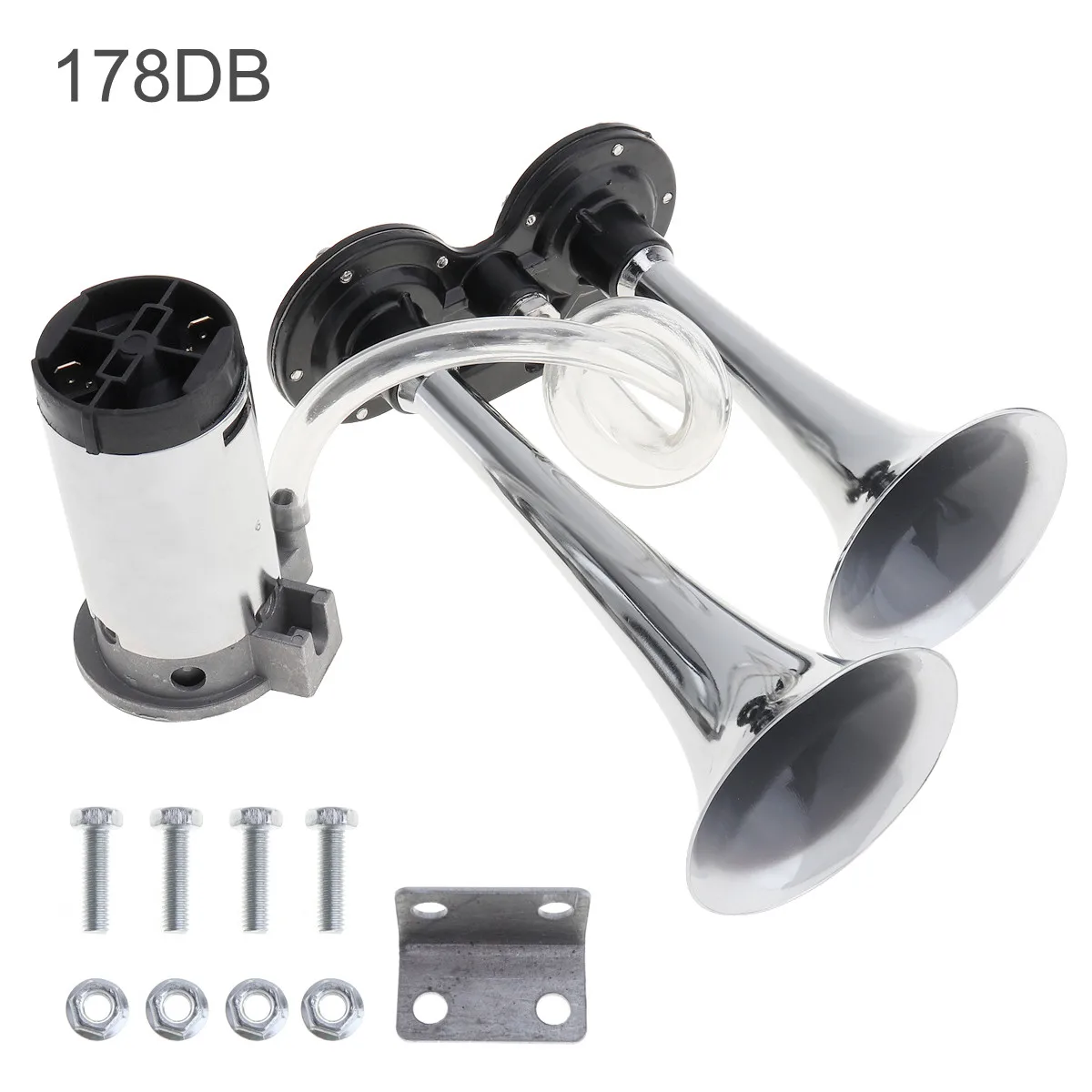 12V 178dB Super Loud Dual Tone Air Horn Set Heavy Duty Trumpet