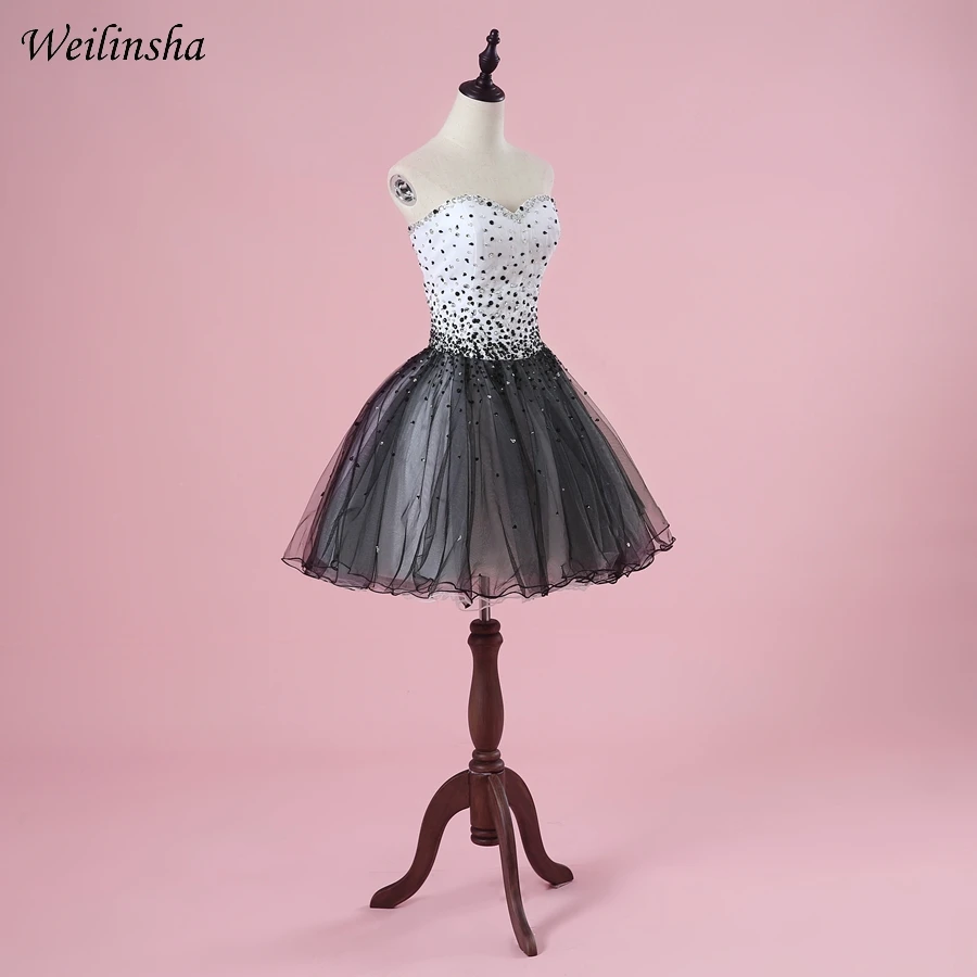 Weilinsha сексуальный вырез сердечком, без рукавов Коктейльные платья трапециевидной формы Короткие мини длиной выше колена Vestidos de Coctel коктейльные платья