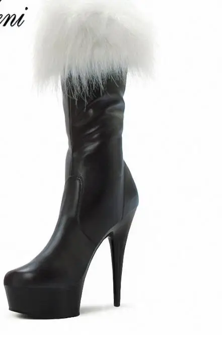 Stivali Babbo Dritto Cm Natale Signore Talloni 15 Nero Di 'boots PanqxUER