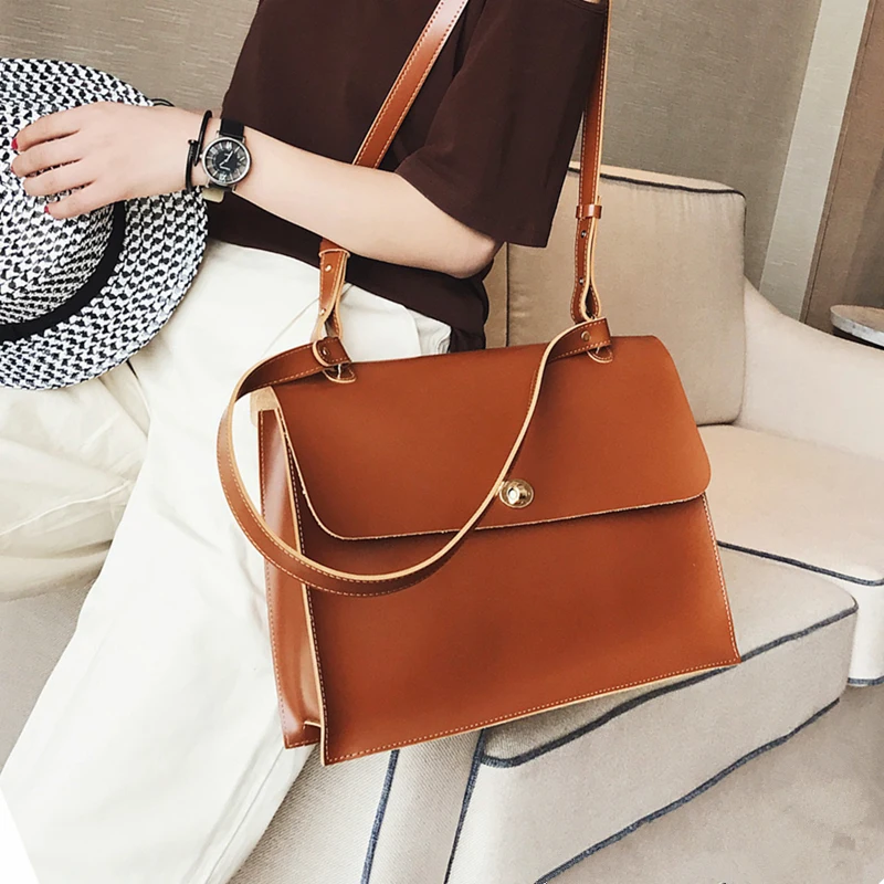  Retro Fashion Female Big Bag 2018 New Quality PU Leather Women's Designer Handbag Ladies Briefcase  - 32919688737