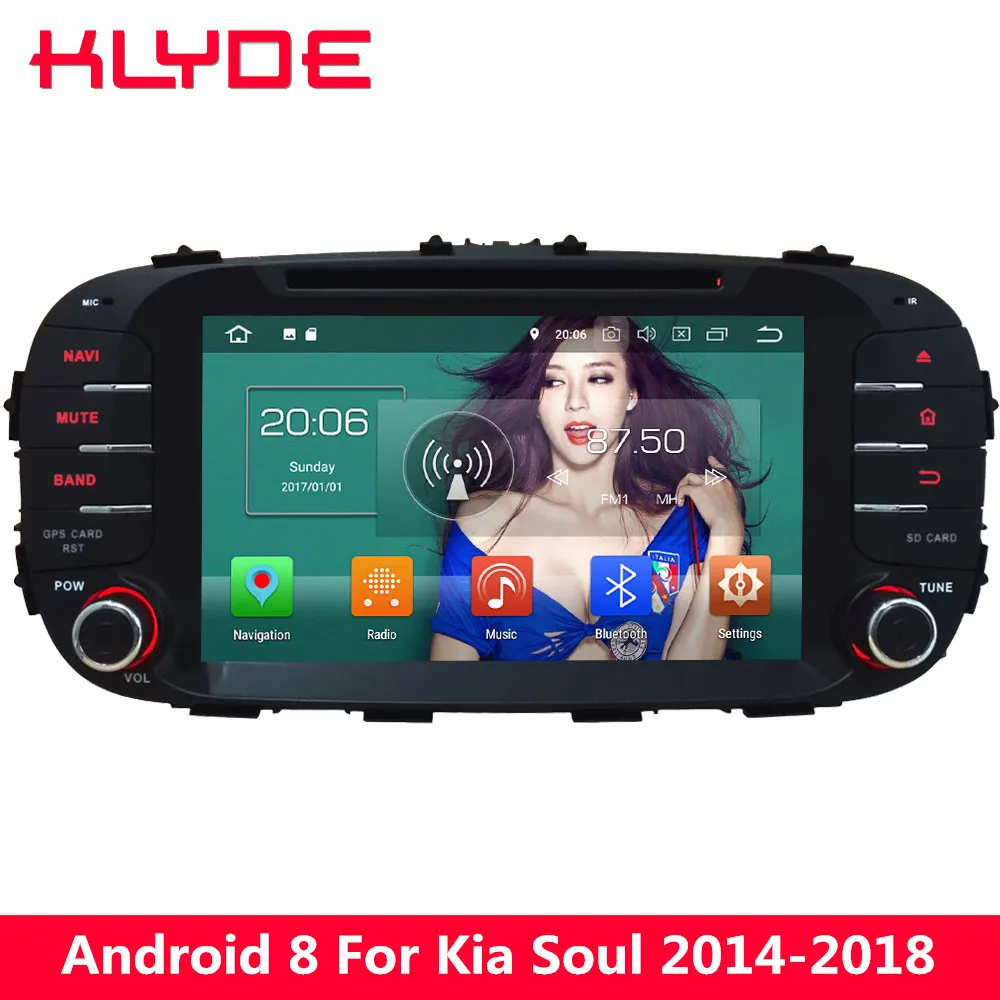 KLYDE 8 дюймов Восьмиядерный Android 8,0 4 Гб ОЗУ 32 Гб ПЗУ PX5 4G FM автомобильный DVD мультимедийный плеер радио для Kia Soul