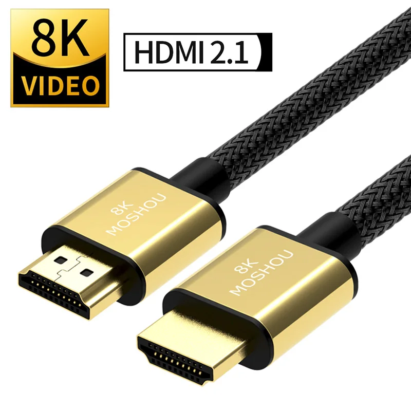 

HDMI Cables 2.1 8K 60Hz 4K 120Hz 48Gbps bandwidth ARC MOSHOU Video 2m Cord for Amplifier TV High Definition Multimedia Interface