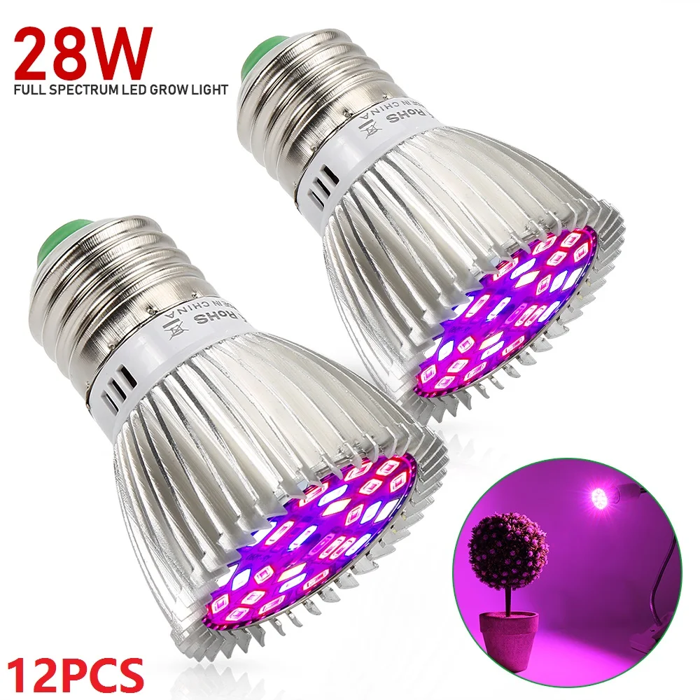 12pcs/Lot Led Grow Lights Full Spectrum Plant Lamp 28W Red