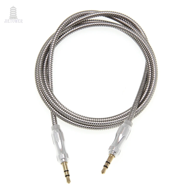 100pcs Aux Cable Speaker Wire 3 5mm Jack sliver ring matel Audio Cable For Car Headphone Adapter Jack 3 5 mm Cable For MP3 MP4
