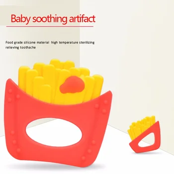 

French fries Silicone Teether Babies Teething Pendant Nursing Soft Silicone Beads Safe Toys For Soothe Teething BabyNew