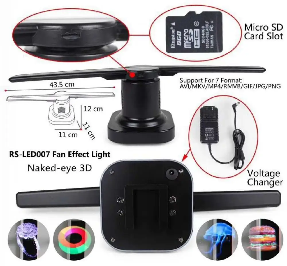 SOLLED Universal LED Holographic Projector Portable Hologram Player 3D Hologram Dispaly Fan Unique Hologram Projector SOLLED Universal LED Holographic Projector Portable Hologram Player 3D Hologram Dispaly Fan Unique Hologram Projector