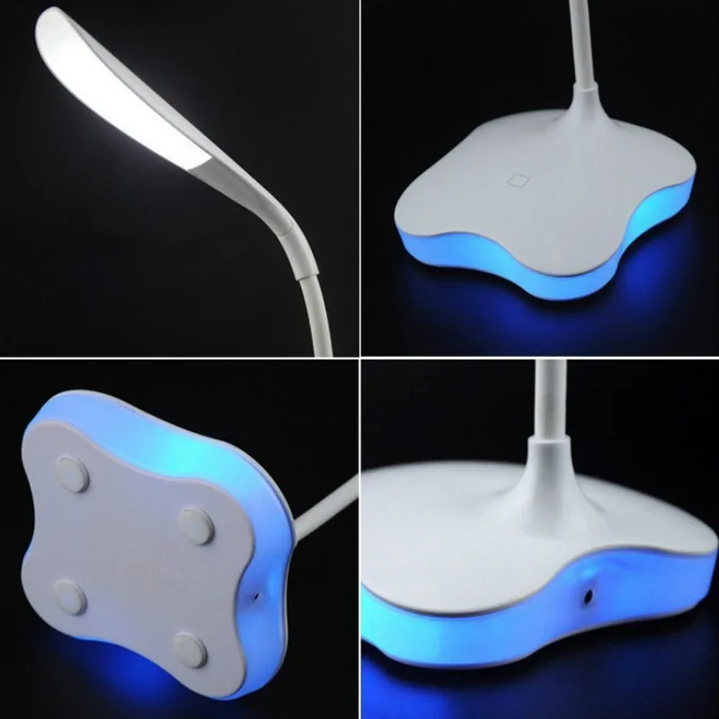 LED Desk Table Lamp Night Light Clover 3 Level Dimmable Auto Sensor Touch Wireless USB Rechargeable For Bedside Reading