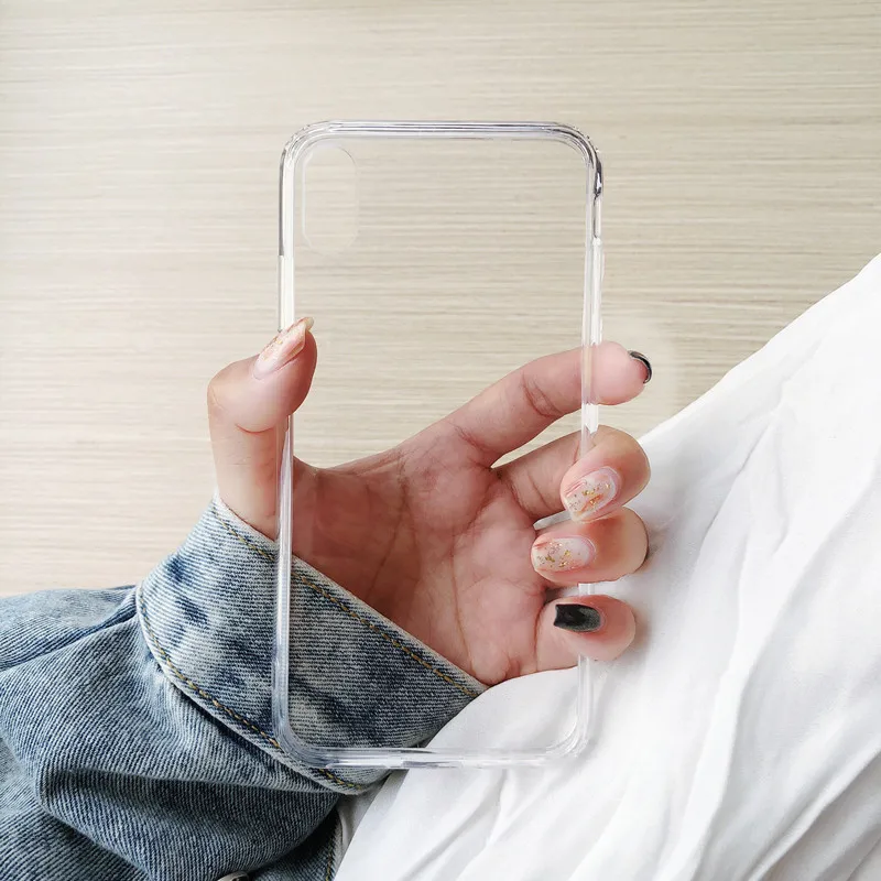 Crystal clear hard Acrylic back cover soft TPU case for iPhone X XS 11 Pro Max 7 Plus 8 XR transparent |