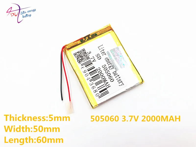 

10 pcs 3.7V 2000mAh 505060 Li-Po Lithium Polymer Rechargeable Battery For PAD GPS DIY Vedio Game Tablet PC Power Bank E-Book