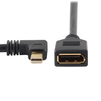 

90 Degree angled mini displayport MINI DP male to DP displayport female cable 25cm black color