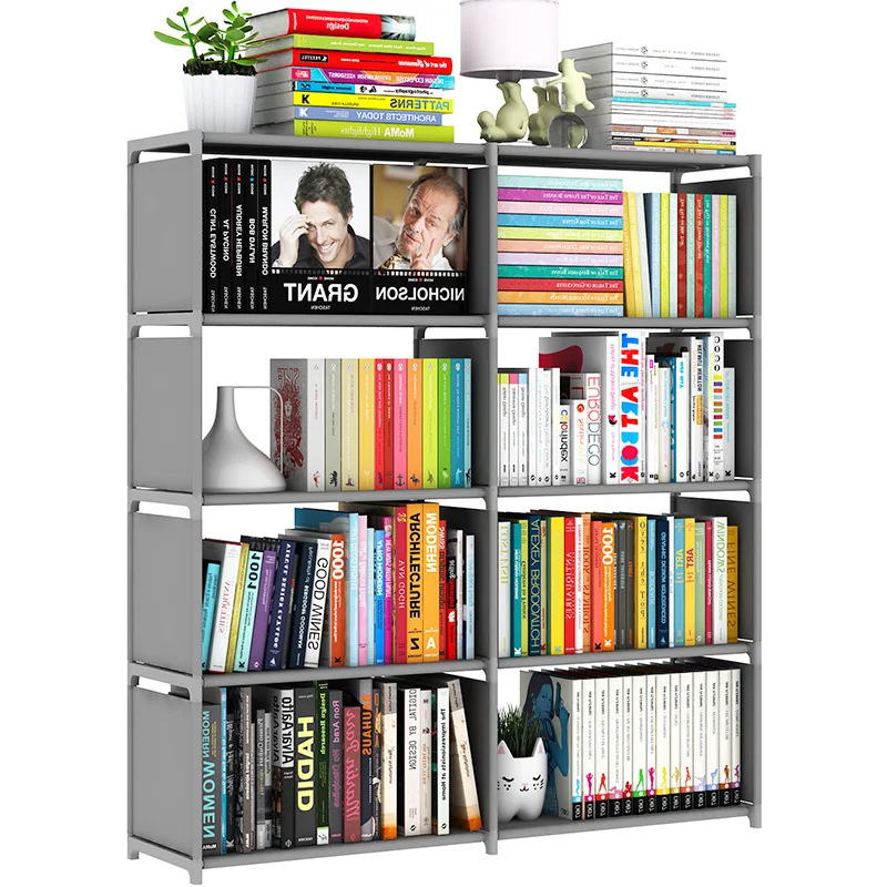 

LK-558 New Multi-function Storage Bookcase 4 Lays 8 Grid Non-woven Bookshelf Foldable Simple Storage Rack Home Furniture