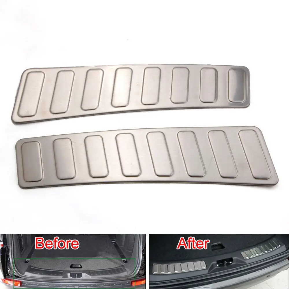 

BBQ@FUKA Rear Pumper Trunk Door Sill Scuff Plate Trim Cover Fit For Land Rover Discovery Sport 2015+ Car Sticker Accessory