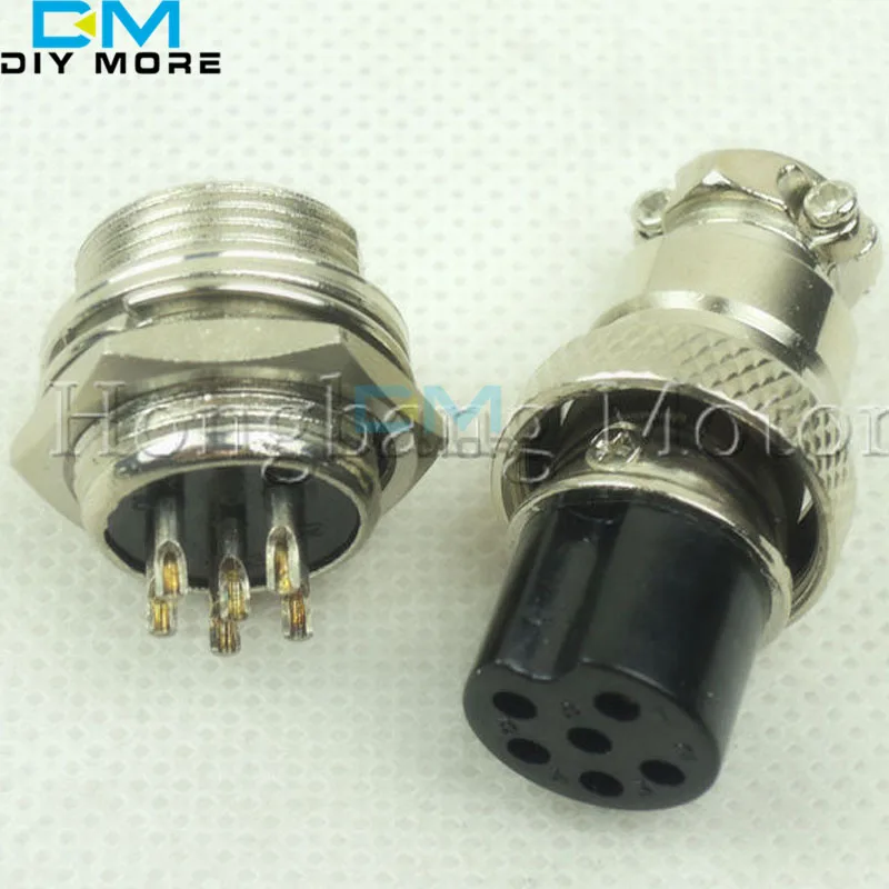 

1Pair 6 Pin 16mm GX16 Panel Mount Aviation Connector Dia Screw AC 1200V