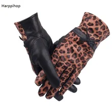 Женские перчатки из натуральной кожи высокого качества из козьей кожи с кашемиром, зимние теплые кожаные перчатки для езды на автомобиле, боковые варежки с листьями лотоса