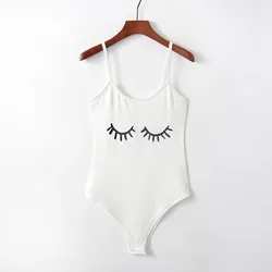 Cute Summer Women's White Bodysuit Jumpsuit Print Sexy Vestiti siamesi Slim Sling Jumpsuit Siamese Clothes Cute Summer Women's White Bodysuit Jumpsuit Print Sexy Vestiti siamesi Slim Sling Jumpsuit Siamese Clothes