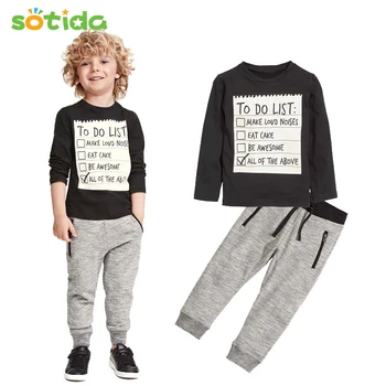 

Baby boy clothes 2020 New Spring and Autumn Dark Grey long sleeve t-shirt + casual long pants 2pc suit kids clothes