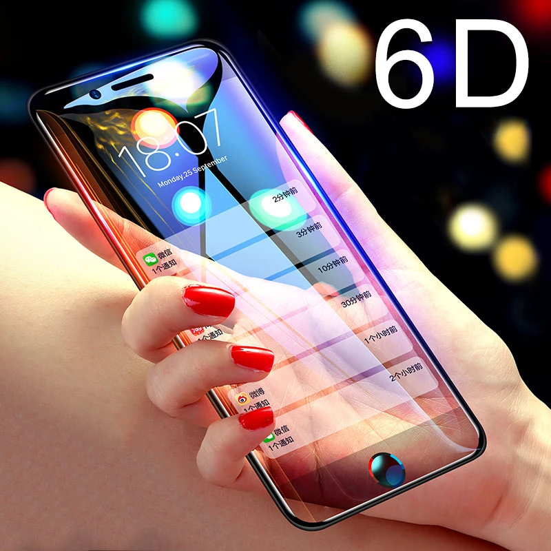 templado de borde 6D para iPhone SE 2020 Protector de pantalla redondo pegamento completo de segunda generación para iPhone SE2 película dura de vidrio|Protectores de pantalla de teléfono| -