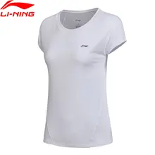 Li-ning Женская футболка для бега на сухой полиэстер Jaquard Удобная подкладка Обычная посадка Спортивная футболка для бега ATSN032 CAMJ18