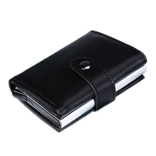 

Genuine Leather Wallets Credit Card Holder Automatic Aluminum Male Case Purse Business Multifunction Card Holders Wallet for Men