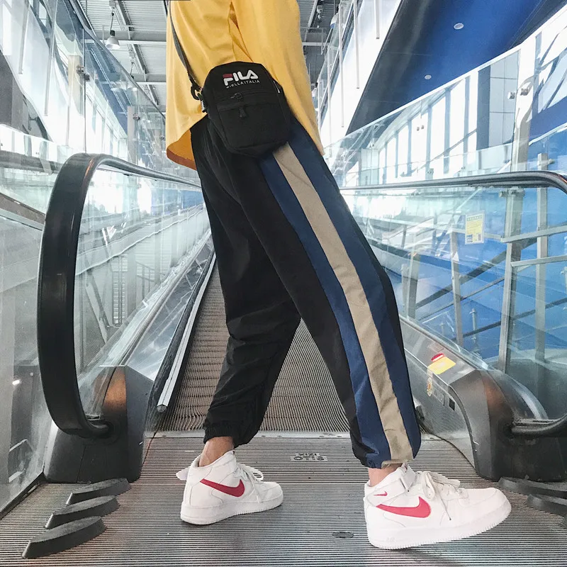 Fashion Casual Men's Pants Pants Spring And Autumn NewM-2XL Contrast Color Loose Pants Pants Black Gray PersonalityYouth Popular