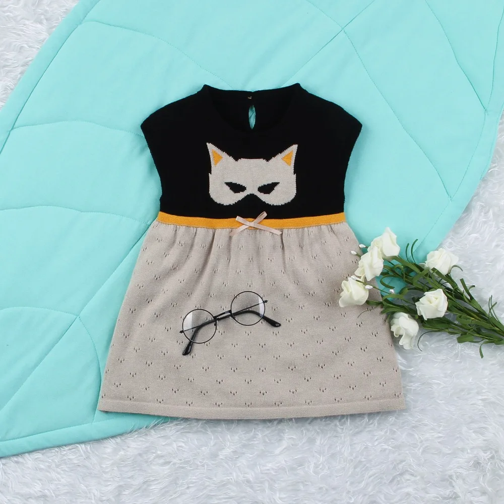 

Fashion Sleeveless Infant Kids Girls Princess Dress Cute Cartoon Knitted Newborn Vestido Outfits Clothing Toddller Kids Costumes