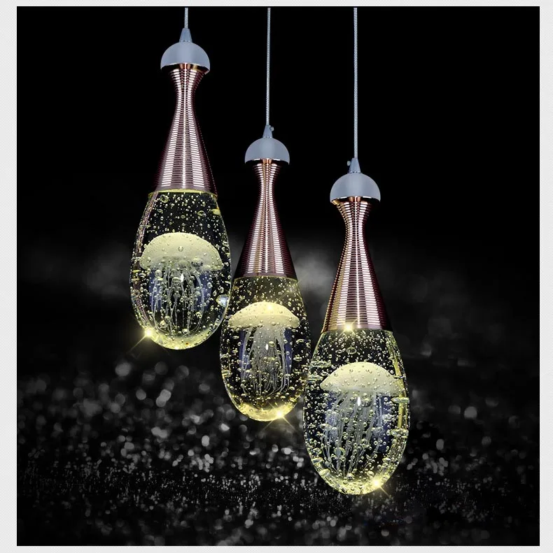 Modern Jellyfish Perfume Bottle Bubble Crystal Pendant Light Restaurant LED Lighting Dining Room Hanging Lamp Fixtures Droplight