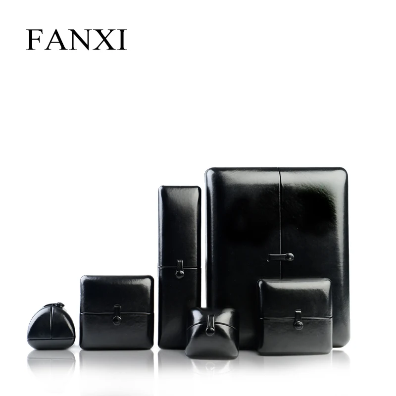 FANXI черная глянцевая бархатная коробка из искусственной кожи с двойной дверью колье ожерелье браслет