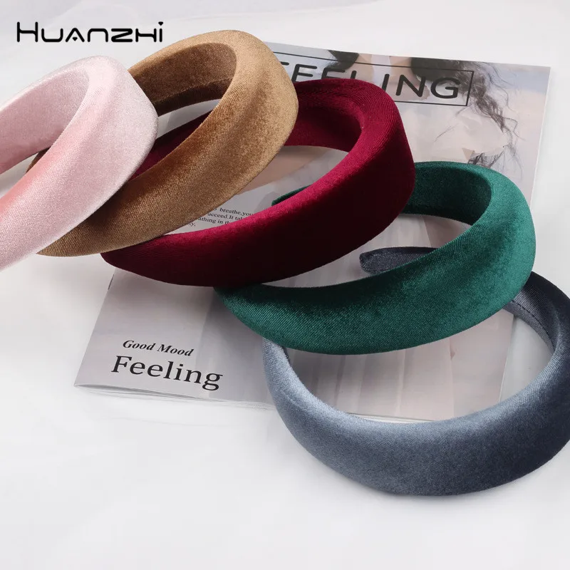 

HZ 2019 Fashion Velvet Colorful Wide Sponge Headband Hairband Hair Accessories for Girls Pink Head band Hair Band for Women