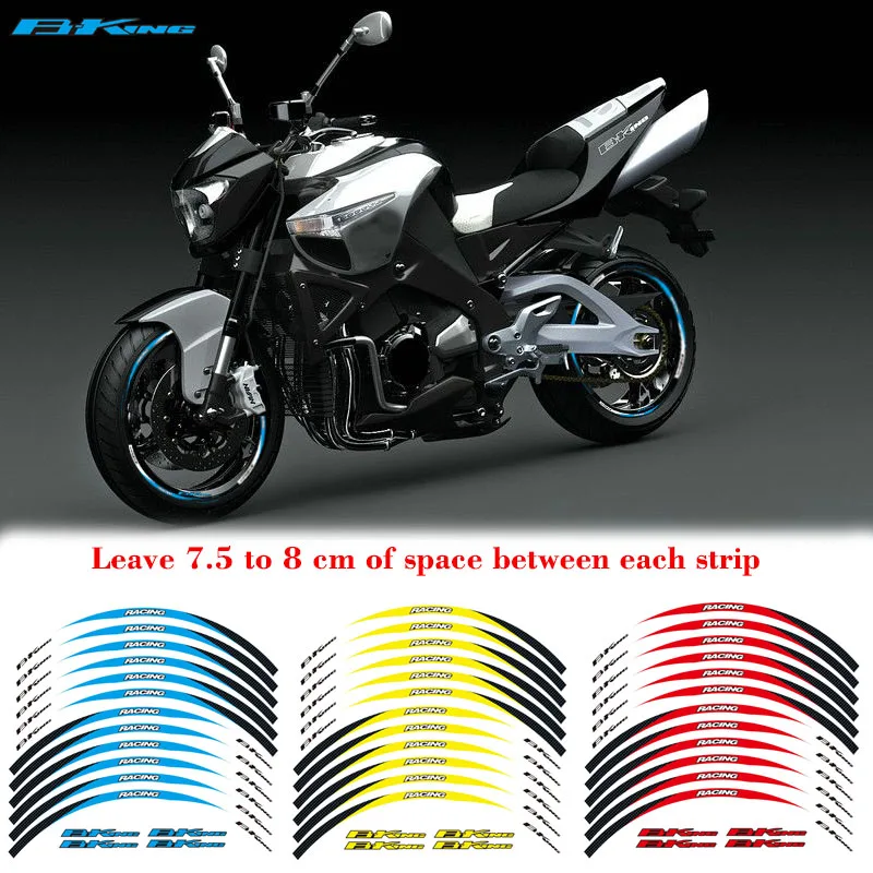 

High quality Motorcycle 15 inch Tire 1set front&Rear Edge Outer Rim Sticker Wheel Decals Reflective For Suzuki B-king