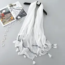 Женский шарф новый стиль Модный пляжный стиль тонкий украшение для путешествия шарф литературный и художественный однотонный шарф для дам