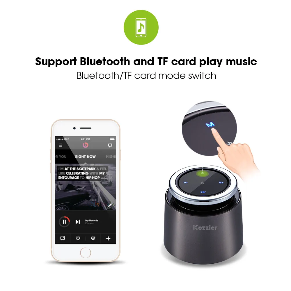 Comprar Altavoz iCozzier Ultra portátil Bluetooth 4,0, altavoz inalámbrico HiFi con Control táctil sensible y llamada manos libres integrada