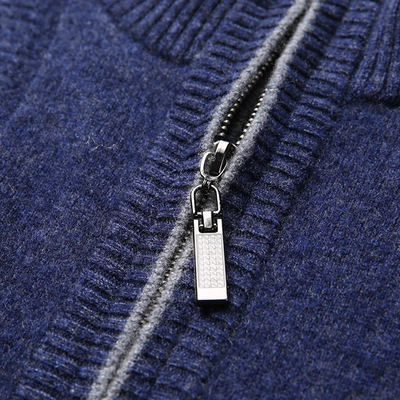 Новые высококачественные 100 чистая шерсть половинной высоты молнии воротник Для мужчин свитер осень-зима дна Повседневное машинной вязки Размер S-XXL