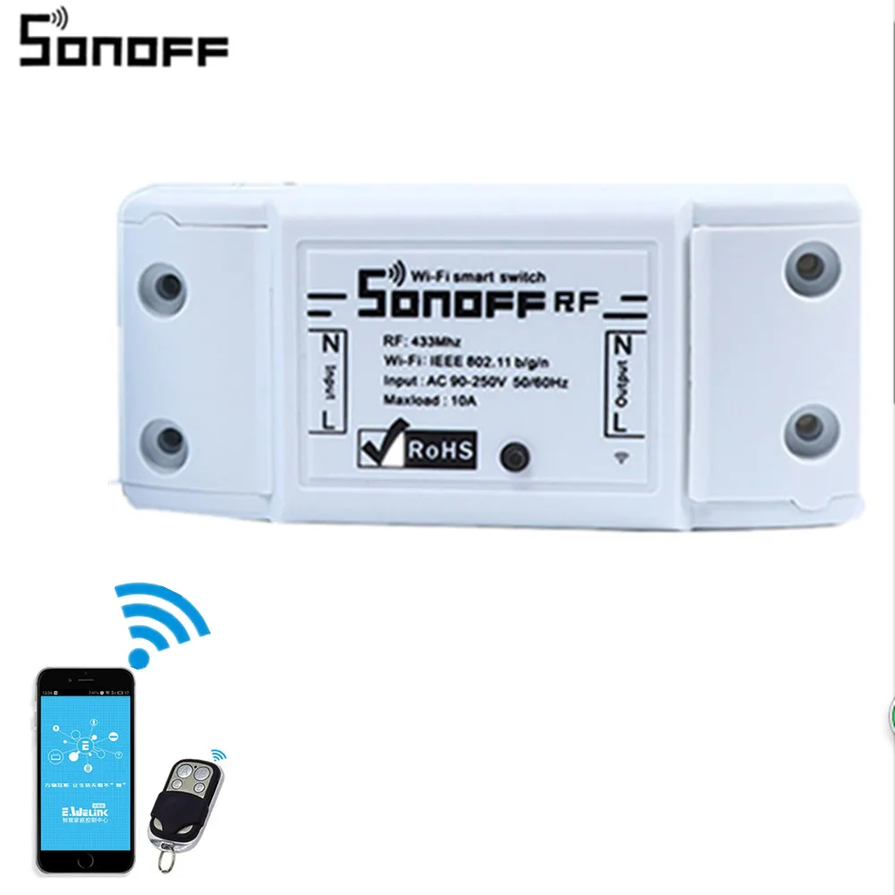 Sonoff RF WiFi Wireless Smart Switch Smart Home 433Mhz RF Receiver Remote Controller Switches Module Timer DIY Home Automation Sonoff RF WiFi Wireless Smart Switch Smart Home 433Mhz RF Receiver Remote Controller Switches Module Timer DIY Home Automation