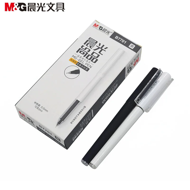 

B7701 reinforced metal full needle gel pen black 0.5mm signature pen 1set/12pcs