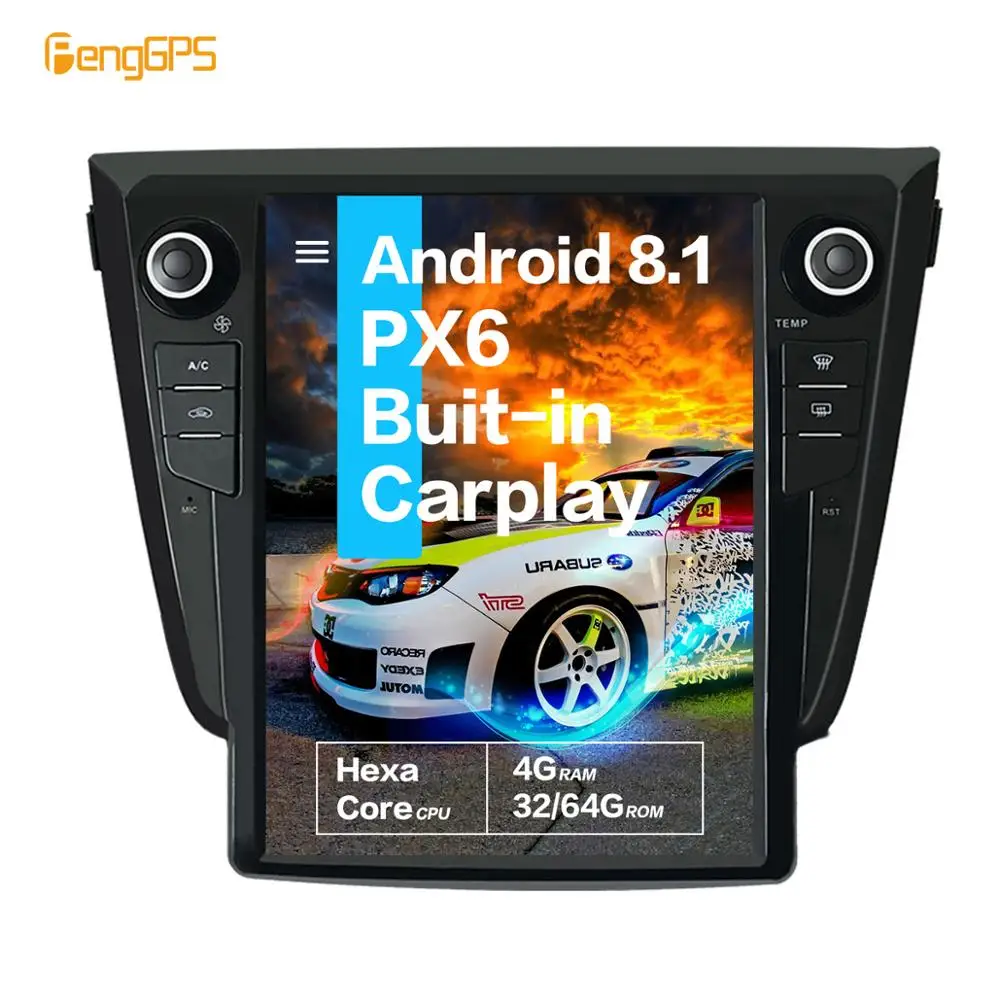 

12.1''Vertical screen Tesla Android 8.1 4+64GB voice control Built-in CARPLAY Car Radio For NISSAN X-TRAIL Qashqai Rogue GPS Nav