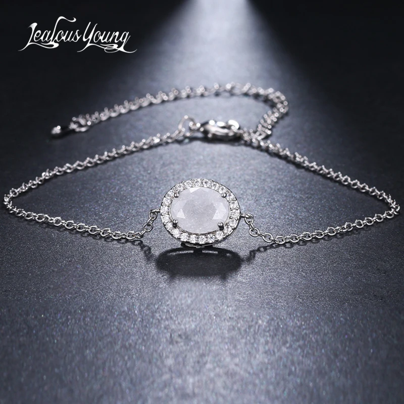 

2018 New Oval Blue Rhinestone Adjustable Women Chain Link Bracelet With White Gold Color Charm Bracelets Indian Accessories