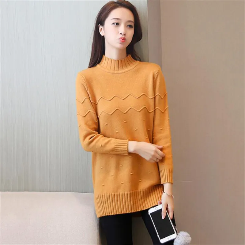 

Winter Women Sweater Turtleneck Pullover Knitted 2018 New Loose Pullover Sweater Autumn Large Size S-3XL Lady Knitted Tops DT325