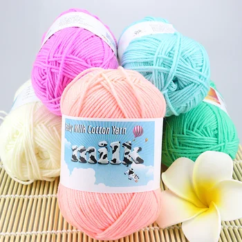 

Wholesale Milk Cotton Crochet Thick Knitting Yarn Worsted Baby Wool Crochet Threads Eco-Friendly Dyed Bulky Roving Yarns Laine