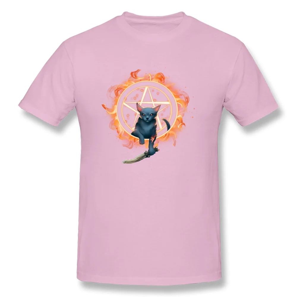 2018 Supernatural KittyCat Cain Geek Short Sleeve T Shirt Summer Round Collar 100% Cotton Tops Shirt for Men Tees Customized Supernatural KittyCat Cain pink