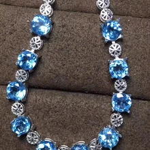 Натуральный голубой топаз браслет природным драгоценным камнем элегантный роскошный волшебный звезды браслет S925 браслет для женщин вечерние изысканные юверирные украшения