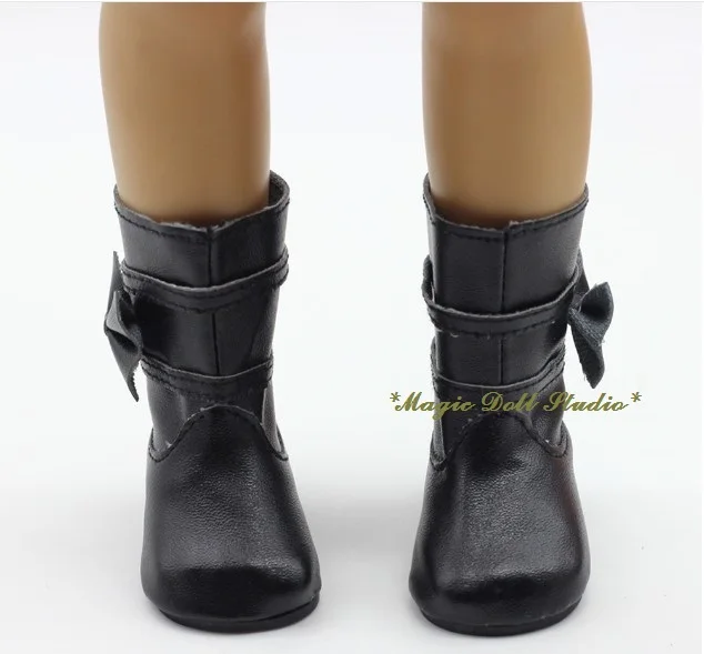 Black Buckle Boots for 18/" American Girl Doll Black Boots Black Doll Boots Shoes