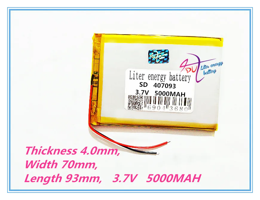 407093 3,7 V 5000 MAH Tablet обновление Батарея для 7 "Tablet Q8, Q88 A13, U25GT, 407095, Freeander PD10 3g, PD20 3g ТВ MTK6575, MTK6577