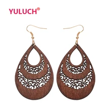 YULUCH деревянные капли воды дизайн для выдалбливают деревянные серьги Модные женские серьги девушки поп ювелирные изделия национальные подарки