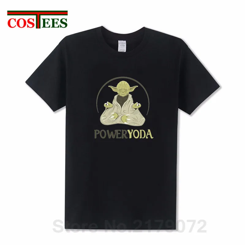 

2019 Parody Buddha design Power Yoda T shirt men Star War T-shirt Funny Buddhism Yoda Tshirt JEDI Darth Vader Tee shirt camiseta